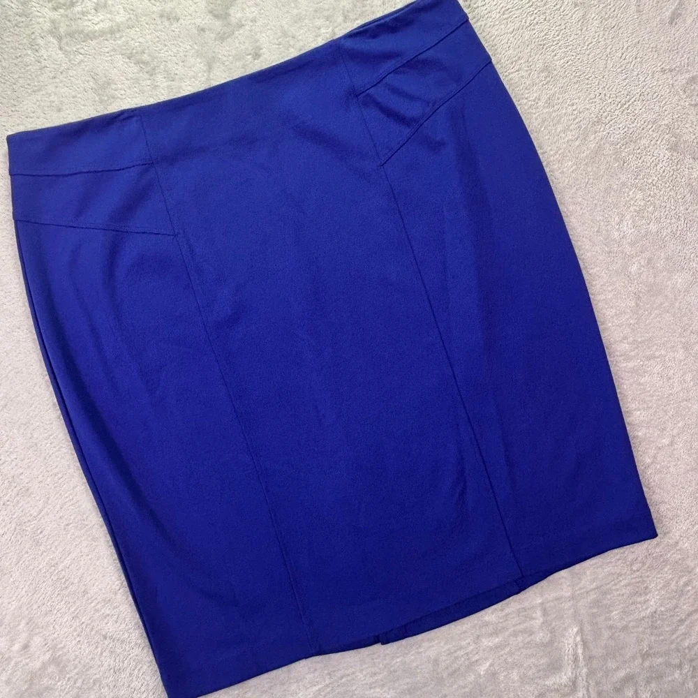 NWT Chico's‎ Women Skirt Sz 3 Blue Grotto Solid Seamed Ponte Pencil Skirt